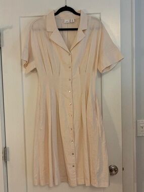 H by Halston Soft Cream Button-Front Linen Midi Dress